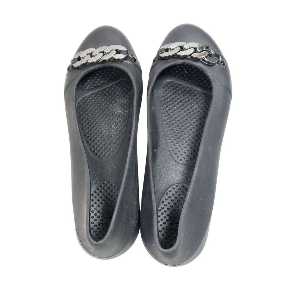 Crocs Women's Size 7 Black Dianna Embellished Ballet Flat - Picture 7 of 8